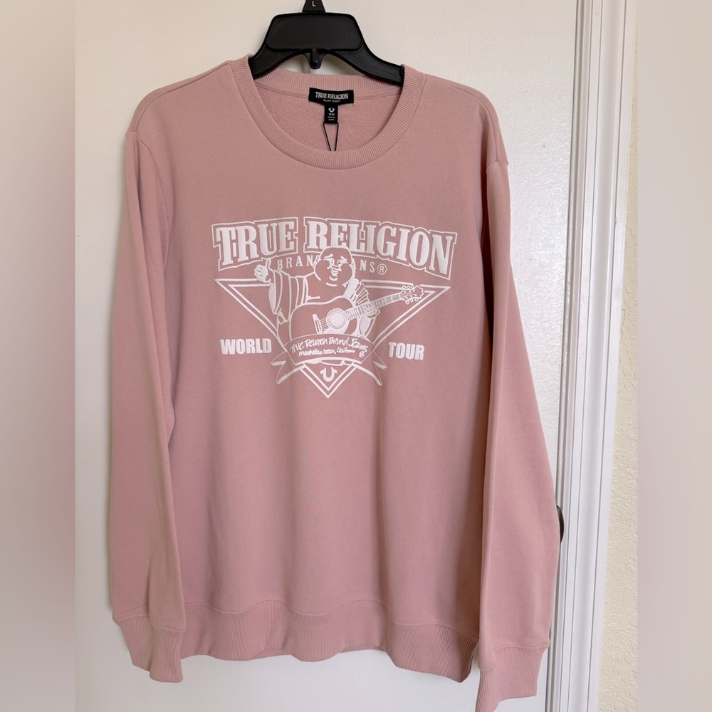 True Religion Light Pink Sweatshirt for Women’s, M 🦋
